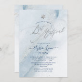 Invitation PixDezines Alcohol+Ink Dusty Blue Silver Mitzvah (Devant / Derrière)