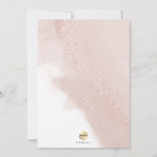 Invitation PixDezines Alcool Dusty Rose Rose Or Baptême (Dos)