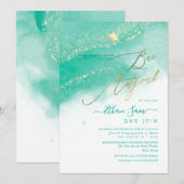 Invitation PixDezines Alcool+Encre Aruba Green Bar Mitzvah (Devant / Derrière)