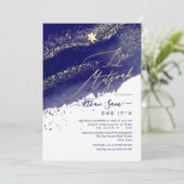 Invitation PixDezines Alcool+Encre Marine Blue Bar Mitzvah (Debout devant)
