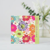 Invitation PixDezines alegre rétro floral (Debout devant)