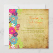 Invitation PixDezines alegre rétro floral (Dos)