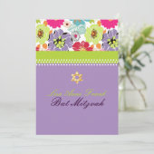 Invitation PixDezines Alegre rétro floral, Bat mitzvah (Debout devant)