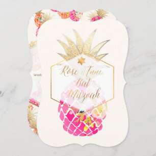Invitation PixDezines Aloha Ananas/Aquarelle/Bat mitzvah