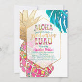 Invitation PixDezines Aloha Ananas/Rose/Graduation Luau (Devant)
