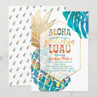 Invitation PixDezines Aloha Ananas/Turquoise/Graduation Luau