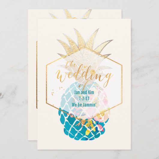 Invitation PixDezines Aloha Hawaiian Ananas/DO-IT-YOURSELF co (Devant / Derrière)