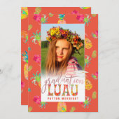 Invitation PixDezines Aloha Pineapples Graduation Luau (Devant / Derrière)