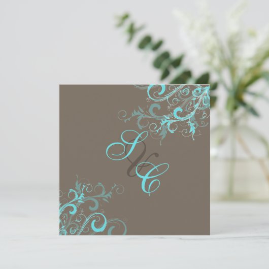 Invitation PixDezines, Aqua + Cocoa (Debout devant)