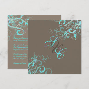 Invitation PixDezines, Aqua + Cocoa