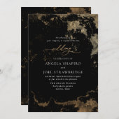 Invitation PixDezines Aquarelle Abstraite Faux Gold (Devant / Derrière)