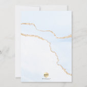 Invitation PixDezines Aquarelle Agate Bébé Baptême Bleu Or (Dos)