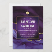 Invitation PixDezines Aquarelle Agate Eggplant Mitzvah  (Devant)