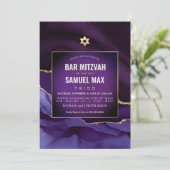 Invitation PixDezines Aquarelle Agate Eggplant Mitzvah  (Debout devant)