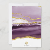 Invitation PixDezines Aquarelle Agate Eggplant Or Baptême (Dos)