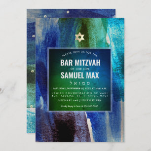 Invitation PixDezines Aquarelle Art Moderne Bar Mitzvah