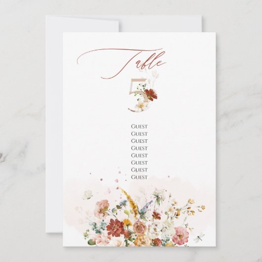 Invitation PixDezines Aquarelle Automne Fleurs de Jardin Tabl (Devant)