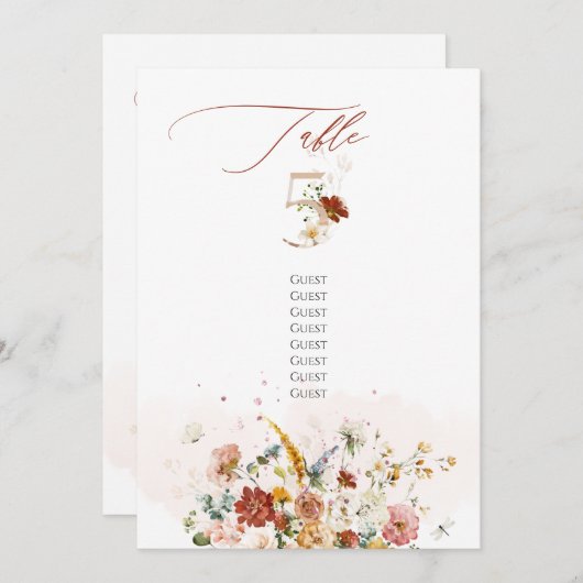 Invitation PixDezines Aquarelle Automne Fleurs de Jardin Tabl (Devant / Derrière)