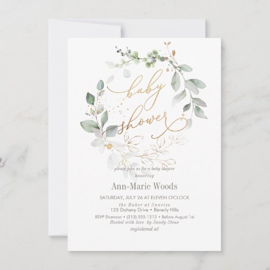 Invitation PixDezines Aquarelle Baby shower de couronne (Devant)