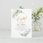 Invitation PixDezines Aquarelle Baby shower vert Invitat (Debout devant)