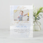 Invitation PixDezines Aquarelle Baptême Brossé 1er Anniversai (Debout devant)