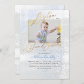 Invitation PixDezines aquarelle Baptême brossé 2e anniversair (Devant / Derrière)