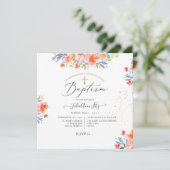 Invitation PixDezines Aquarelle Baptême Rose d'été (Debout devant)