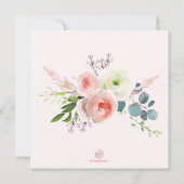 Invitation PixDezines Aquarelle Bleu Peonies Roses (Dos)