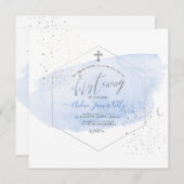 Invitation PixDezines Aquarelle Bleue+Aiguille à miel (Devant / Derrière)