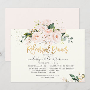 Invitation PixDezines Aquarelle Blush Roses Dîner de répétiti