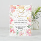 Invitation PixDezines Aquarelle Blush Sweet Peas Baby shower (Debout devant)
