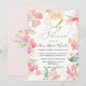 Invitation PixDezines Aquarelle Blush Sweet Peas Baby shower (Devant / Derrière)