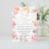 Invitation PixDezines Aquarelle Blush Sweet Peas Baby shower (Debout devant)