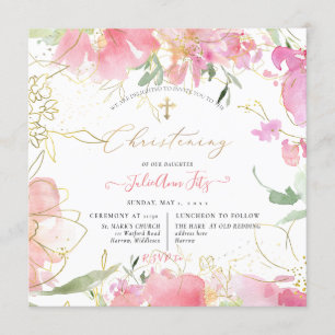 Invitation PixDezines Aquarelle Blush Sweet Peas Christening