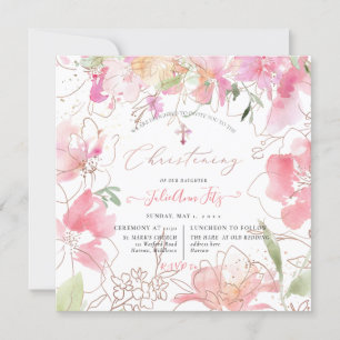 Invitation PixDezines Aquarelle Blush Sweet Peas Christening