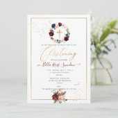 Invitation PixDezines Aquarelle Blush+Wreath Bourgogne (Debout devant)