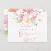 Invitation PixDezines Aquarelle Blushing Romance Bridesmaid (Devant / Derrière)
