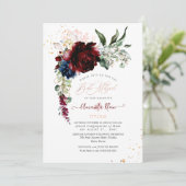 Invitation PixDezines Aquarelle Bourgogne Bat mitzvah Rose (Debout devant)