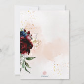 Invitation PixDezines Aquarelle Bourgogne Bat mitzvah Rose (Dos)