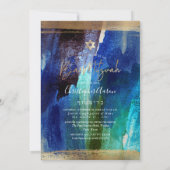 Invitation PixDezines Aquarelle Brossée Barre Bleue Mitzvah (Dos)