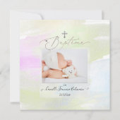 Invitation PixDezines Aquarelle Brush, Baptême Fille (Devant)