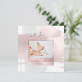 Invitation PixDezines Aquarelle Brush, Baptême Fille (Debout devant)