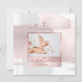 Invitation PixDezines Aquarelle Brush, Baptême Fille (Devant)