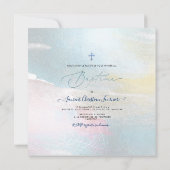 Invitation PixDezines Aquarelle Brush Stroke, Garçon Baptême (Dos)