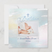 Invitation PixDezines Aquarelle Brush Stroke, Garçon Baptême (Devant)