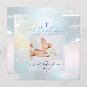 Invitation PixDezines Aquarelle Brush Stroke, Garçon Baptême