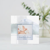 Invitation PixDezines Aquarelle Brush Stroke, Garçon Baptême (Debout devant)