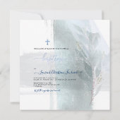 Invitation PixDezines Aquarelle Brush Stroke, Garçon Baptême (Dos)