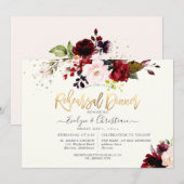 Invitation PixDezines Aquarelle Burgundy Blush Roses (Devant / Derrière)