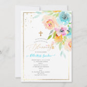 Invitation PixDezines Aquarelle Delicate SpringBloom Baptême (Devant)